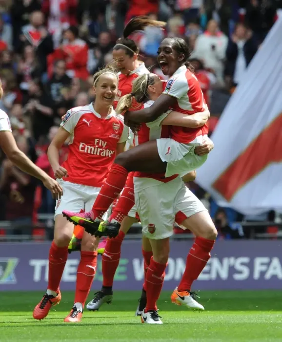 Framed Print : Danielle Carter Scores the FA Cup-Winning Goal: Arsenal Ladies Triumph over Chelsea Ladies (2016) Framed Print : Danielle Carter Scores the FA Cup-Winning Goal: Arsenal Ladies Triumph over Chelsea Ladies (2016)