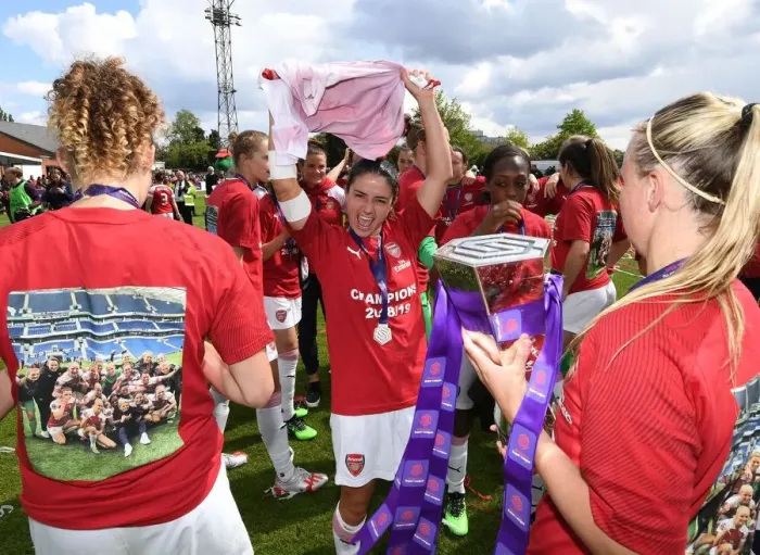 Framed Print : Danielle van de Donk Celebrates Arsenal's Win Against Manchester City Women Framed Print : Danielle van de Donk Celebrates Arsenal's Win Against Manchester City Women