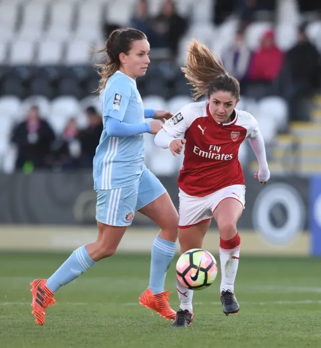 Framed Print : Danielle van de Donk vs. Lucy Staniforth: A Battle in the WSL1 Match Between Arsenal Women and Sunderland Framed Print : Danielle van de Donk vs. Lucy Staniforth: A Battle in the WSL1 Match Between Arsenal Women and Sunderland