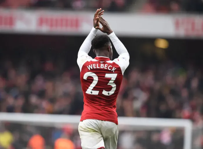 Framed Print : Danny Welbeck in Action: Arsenal vs Southampton, Premier League 2017-18