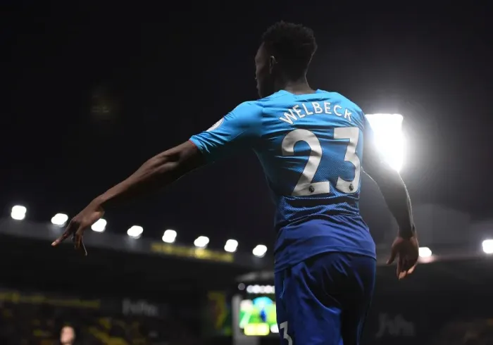 Framed Print : Danny Welbeck (Arsenal). Watford 2: 1 Arsenal. Premier League. Vicarage Road, Watford