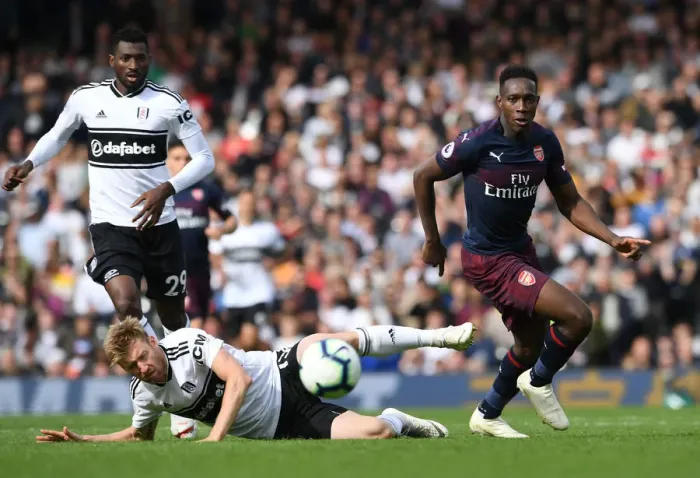 Framed Print : Danny Welbeck Breaks Past Fulham's Anguissa and Ream