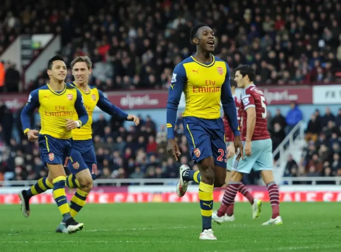 Framed Print : Danny Welbeck Scores Arsenal's Second Goal vs. West Ham United (2014-15) Framed Print : Danny Welbeck Scores Arsenal's Second Goal vs. West Ham United (2014-15)