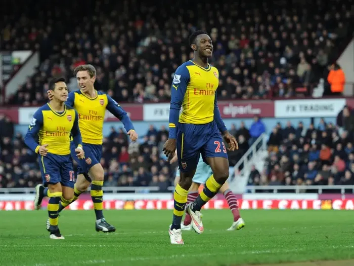 Framed Print : Danny Welbeck Scores Arsenal's Second Goal Against West Ham United (2014-15)