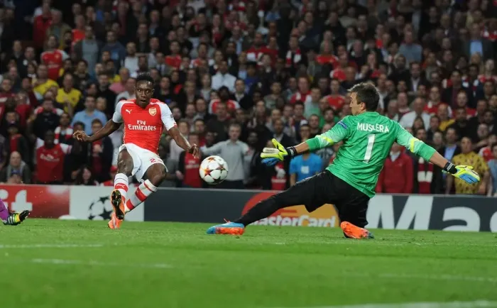 Framed Print : Danny Welbeck Scores His Second Goal: Arsenal's Victory in Champions League against Galatasaray Framed Print : Danny Welbeck Scores His Second Goal: Arsenal's Victory in Champions League against Galatasaray