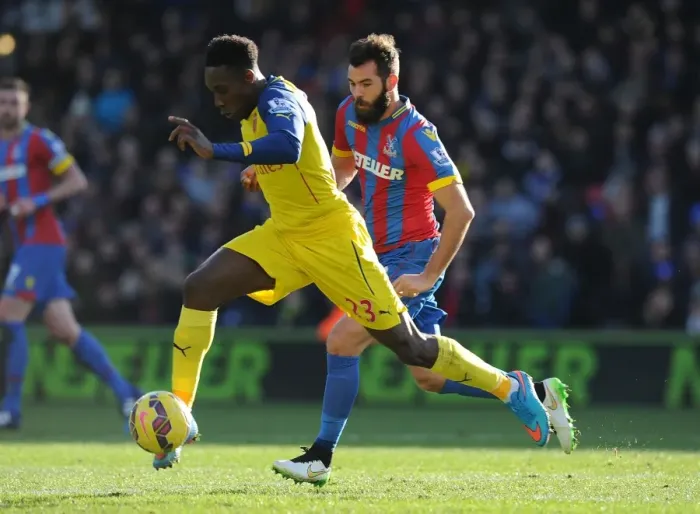 Framed Print : Danny Welbeck Surges Past Joe Ledley: Arsenal's Thrilling Moment vs Crystal Palace (2014-15) Framed Print : Danny Welbeck Surges Past Joe Ledley: Arsenal's Thrilling Moment vs Crystal Palace (2014-15)