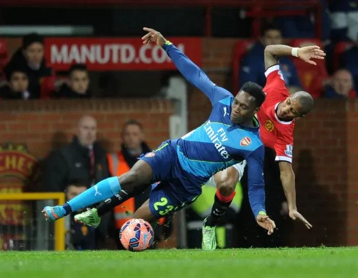 Framed Print : Danny Welbeck vs. Ashley Young: FA Cup Quarterfinal Clash Between Manchester United and Arsenal