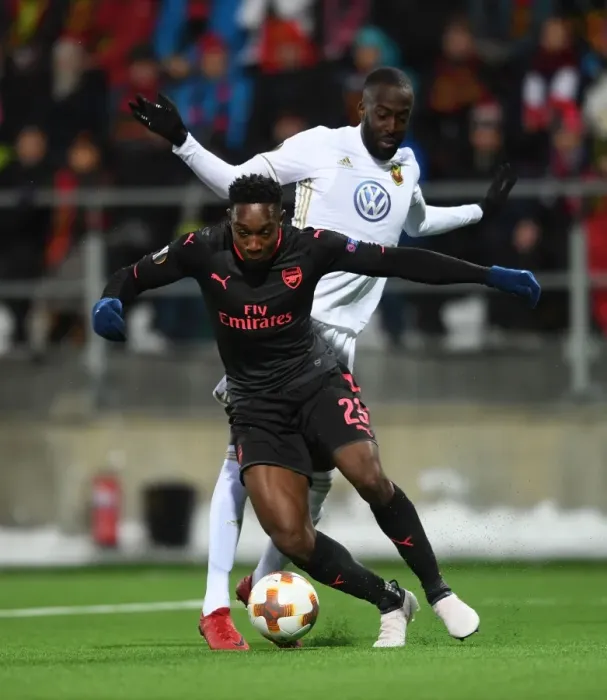 Framed Print : Danny Welbeck vs. Ronald Mukibi: Clash in the Europa League between Ostersunds and Arsenal Framed Print : Danny Welbeck vs. Ronald Mukibi: Clash in the Europa League between Ostersunds and Arsenal