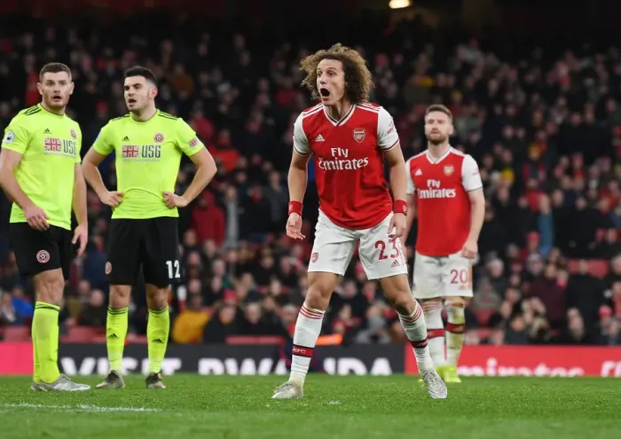 Framed Print : David Luiz in Action: Arsenal vs. Sheffield United, Premier League 2019-2020