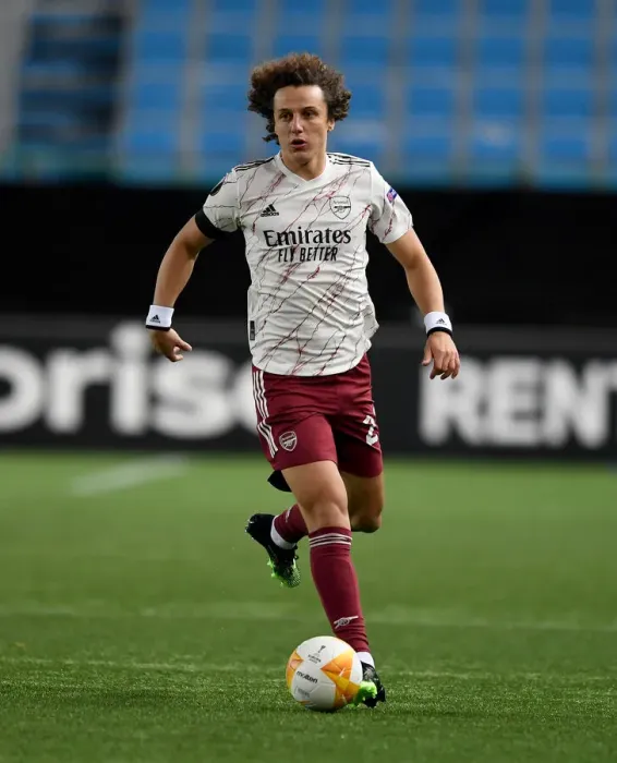 Framed Print : David Luiz in Action: Arsenal's Europa League Battle against Molde FK
