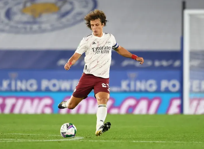 Framed Print : David Luiz in Action: Leicester City vs. Arsenal - Carabao Cup 2020-21