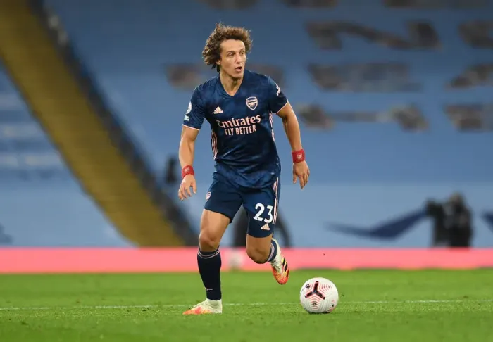 Framed Print : David Luiz in Action: Manchester City vs Arsenal (Premier League 2020-21)