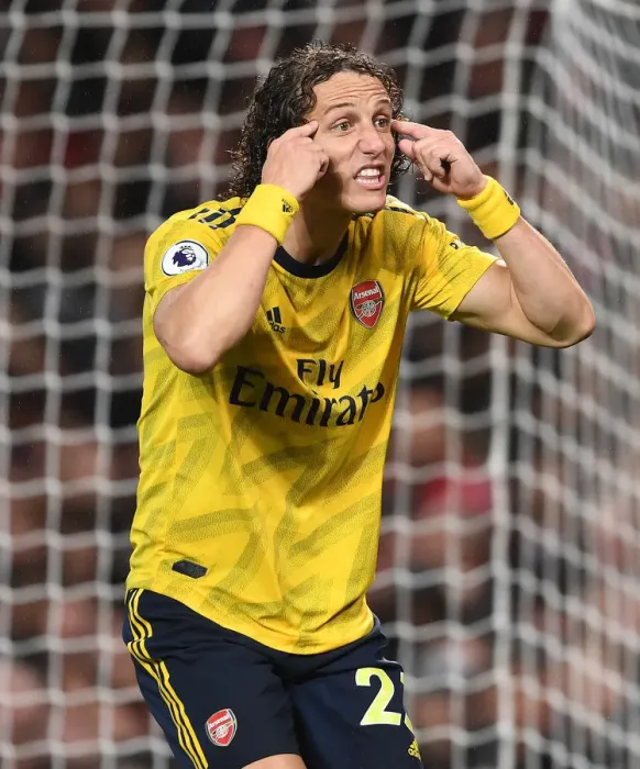 Framed Print : David Luiz in Action: Manchester United vs. Arsenal, Premier League 2019-20
