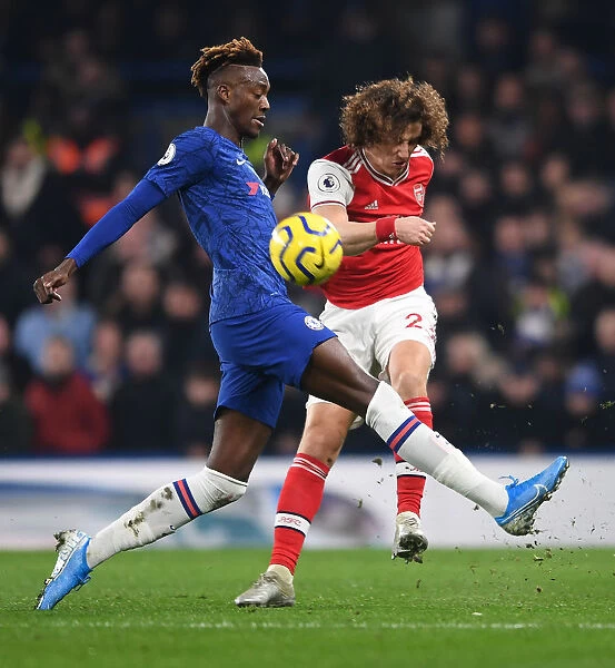 David Luiz Fends Off Abraham: Intense Moment from Chelsea vs. Arsenal Premier League Clash (2019-20)