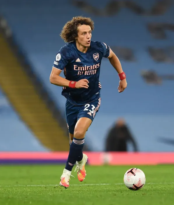 Framed Print : David Luiz Focuses in Manchester City vs Arsenal Clash (Premier League 2020-21)