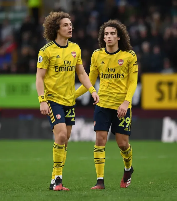 Framed Print : David Luiz and Matteo Guendouzi in Action: Burnley vs Arsenal, Premier League 2019-20
