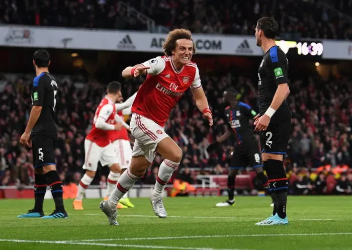 Framed Print : David Luiz Scores His Second Goal: Arsenal's Triumph over Crystal Palace (2019-20) Framed Print : David Luiz Scores His Second Goal: Arsenal's Triumph over Crystal Palace (2019-20)