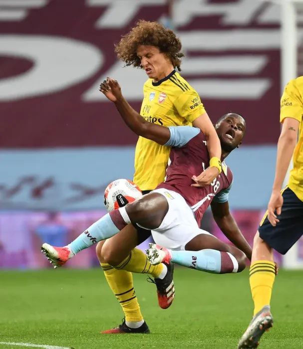 Framed Print : David Luiz vs. Mbwana Samatta: A Premier League Battle at Villa Park Framed Print : David Luiz vs. Mbwana Samatta: A Premier League Battle at Villa Park