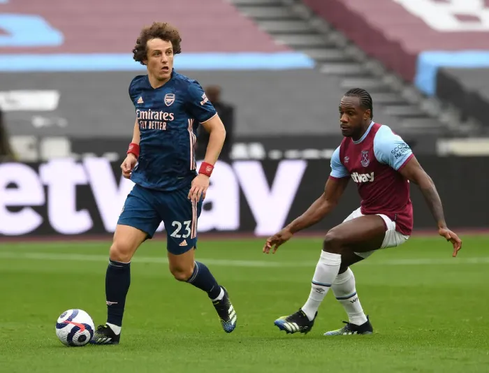 Framed Print : David Luiz vs Michail Antonio: A Battle for Possession in the Premier League Clash between West Ham and Arsenal Framed Print : David Luiz vs Michail Antonio: A Battle for Possession in the Premier League Clash between West Ham and Arsenal