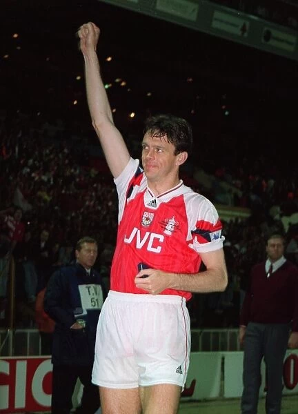 David O'Leary (Arsenal) celebrates winning the FA Cup