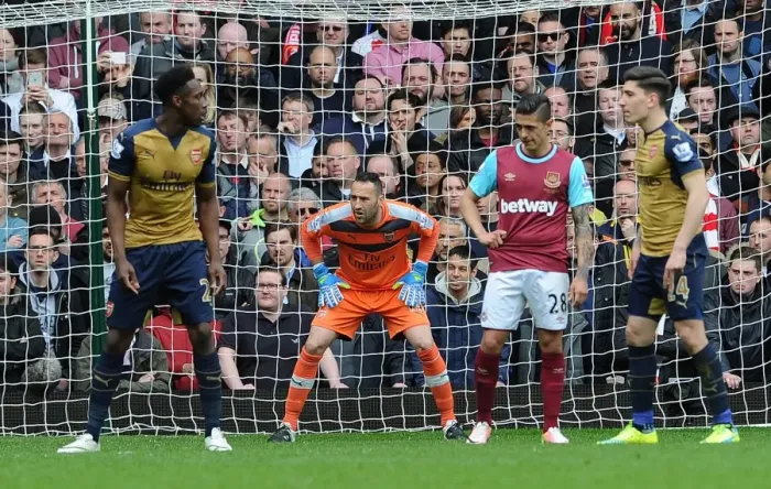 Framed Print : David Ospina (Arsenal). West Ham United 3: 3 Arsenal
