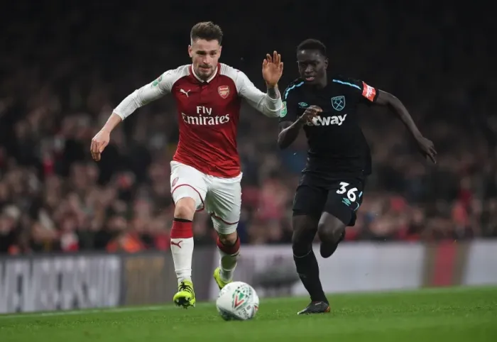 Framed Print : Debuchy vs Quina: Battle in the Carabao Cup Quarterfinal - Arsenal vs West Ham United