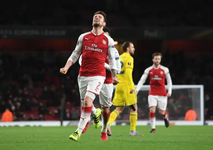 Framed Print : Debuchy's Strike: Arsenal's Europa League Triumph over BATE Borisov