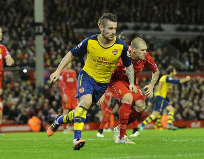Framed Print : Debuchy's Stunner: Liverpool vs. Arsenal, Premier League 2014 / 15 Framed Print : Debuchy's Stunner: Liverpool vs. Arsenal, Premier League 2014 / 15