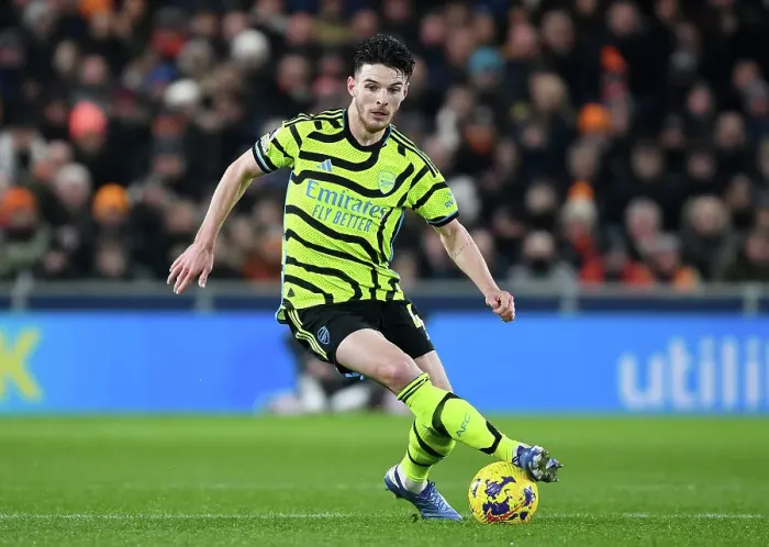 Framed Print : Declan Rice in Action: Arsenal's Midfield Maestro Shines Against Luton Town (2023-24) Framed Print : Declan Rice in Action: Arsenal's Midfield Maestro Shines Against Luton Town (2023-24)