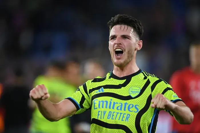 Framed Print : Declan Rice Celebrates Arsenal's Victory Over Crystal Palace in 2023-24 Premier League Framed Print : Declan Rice Celebrates Arsenal's Victory Over Crystal Palace in 2023-24 Premier League