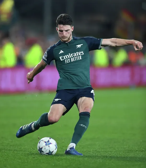 Framed Print : Declan Rice Shines: Arsenal's Standout Performance at RC Lens in 2023 / 24 UEFA Champions League