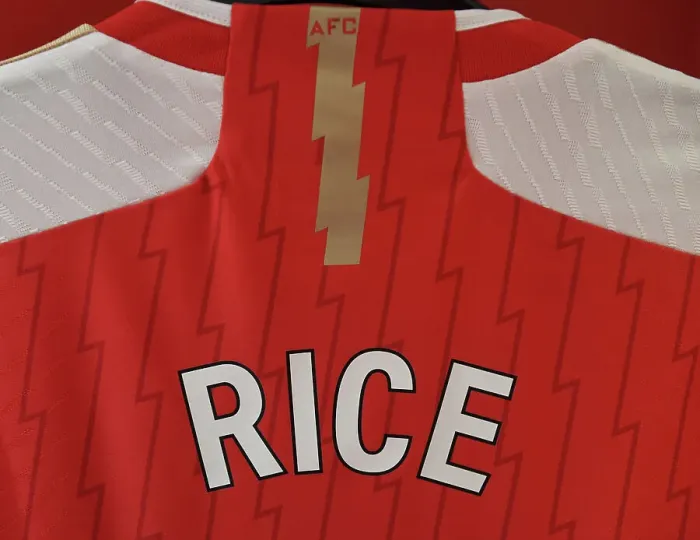 Framed Print : Declan Rice's Unexpected Arrival: A Peek into Arsenal's Changing Room (2023-24) - Arsenal FC vs Crystal Palace