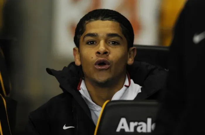 Framed Print : Denilson (Arsenal). Wolverhampton Wanderers 0: 2 Arsenal, Barclays Premier League
