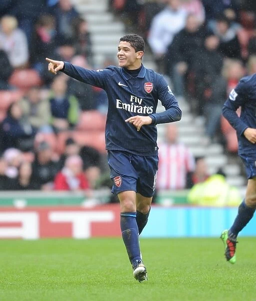 Denilson celebrates scoring the Arsenal goal. Stoke City 3: 1 Arsenal, FA Cup 4th round