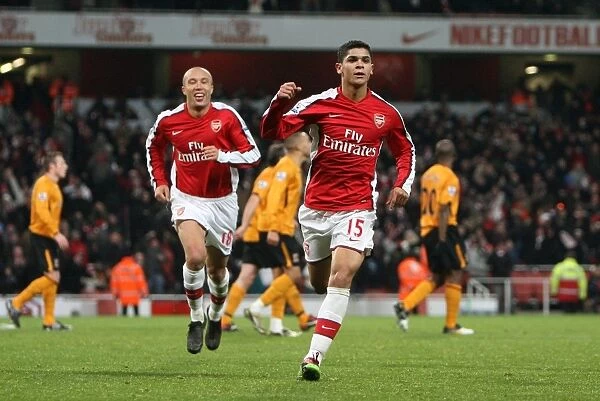 Denilson celebrates scoring Arsenals 1st goal. Arsenal 3: 0 Hull City