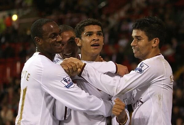 Denilson and Eduardo's Triumph: Arsenal's Carling Cup Victory over Sheffield United (3rd Goal Celebration)