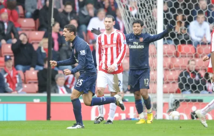 Framed Print : Denilson's FA Cup Goal: Arsenal's Victory Over Stoke at The Britannia Stadium (3:1)