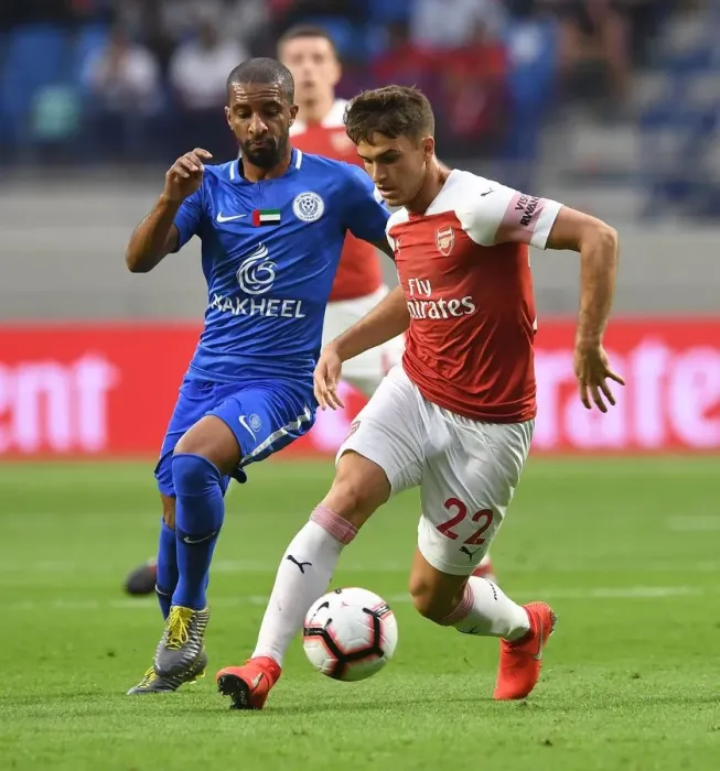 Framed Print : Denis Suarez vs. Amer Mubarak: Clash of the Midfielders - Al-Nasr Dubai SC vs. Arsenal (2019) Framed Print : Denis Suarez vs. Amer Mubarak: Clash of the Midfielders - Al-Nasr Dubai SC vs. Arsenal (2019)