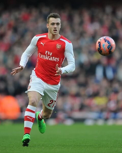 Determined Calum Chambers Stance: Arsenal vs Middlesbrough, FA Cup Fifth Round, Emirates Stadium