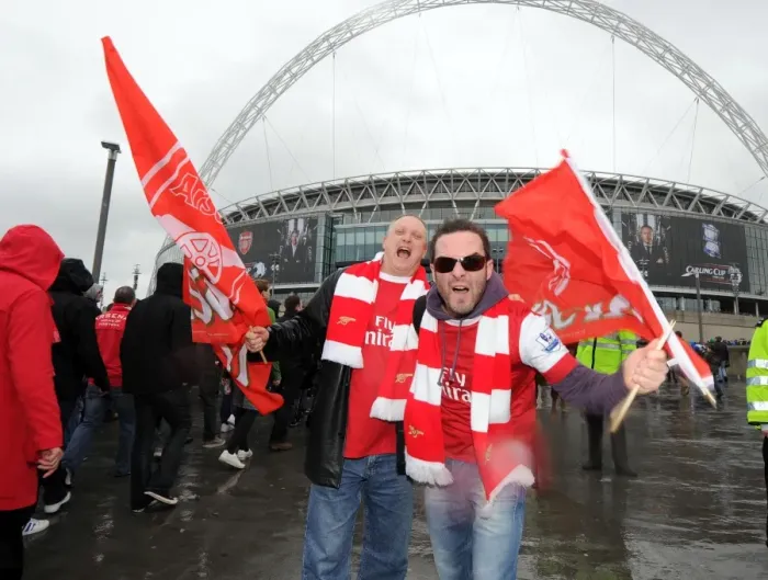 Framed Print : Disappointed Arsenal Fans Outside Wembley After Carling Cup Final Loss to Birmingham City (2011) Framed Print : Disappointed Arsenal Fans Outside Wembley After Carling Cup Final Loss to Birmingham City (2011)