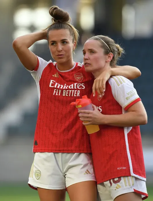 Framed Print : Disappointment and Determination: Arsenal Women's Heartbreaking Penalty Shootout Loss to Paris FC - Lia Walti and Kim Little's Reaction Framed Print : Disappointment and Determination: Arsenal Women's Heartbreaking Penalty Shootout Loss to Paris FC - Lia Walti and Kim Little's Reaction