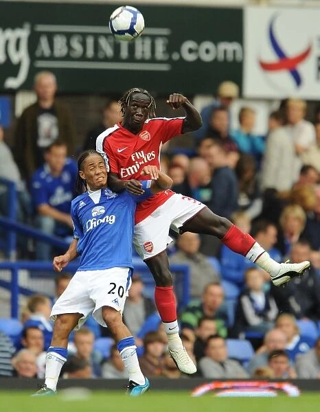 Dominance on the Pitch: Sagna and Pienaar Clash in Arsenal's 6-1 Victory over Everton, 2009