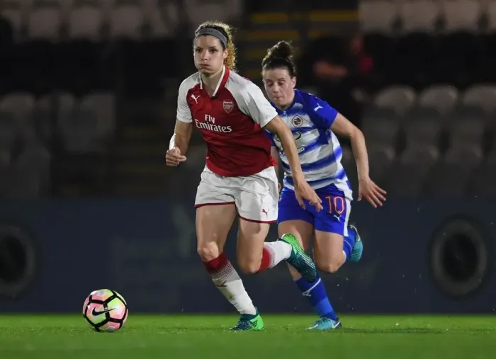 Framed Print : Dominique Janssen in Action for Arsenal Women vs. Reading Ladies, WSL (Women's Super League)