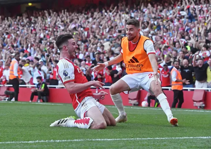 Framed Print : Double Trouble: Rice and Jorginho's Stunning Goals in Arsenal's Victory Over Manchester United (2023-24) Framed Print : Double Trouble: Rice and Jorginho's Stunning Goals in Arsenal's Victory Over Manchester United (2023-24)