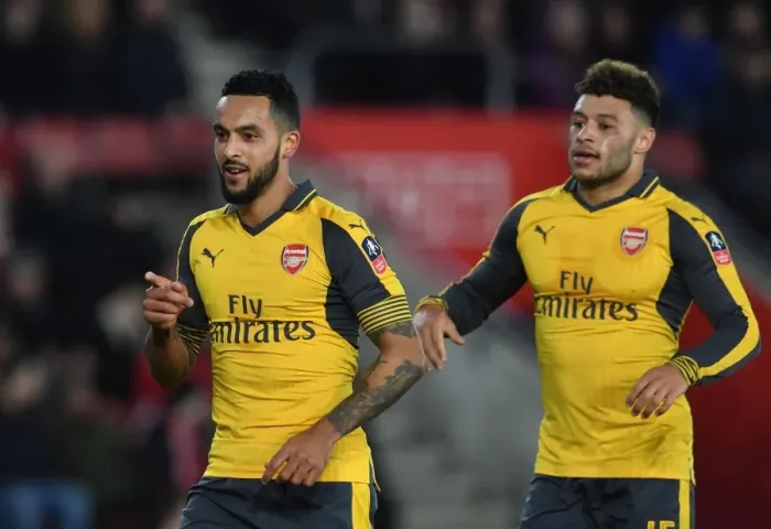 Framed Print : Double Trouble: Walcott and Oxlade-Chamberlain's FA Cup Goals Lead Arsenal to Victory over Southampton Framed Print : Double Trouble: Walcott and Oxlade-Chamberlain's FA Cup Goals Lead Arsenal to Victory over Southampton