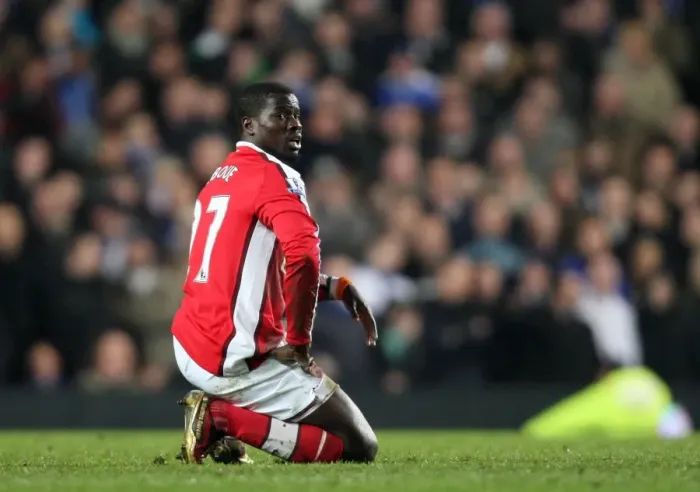 Framed Print : Eboue's Struggle: Arsenal vs. Chelsea 2-0, Barclays Premier League (2010)