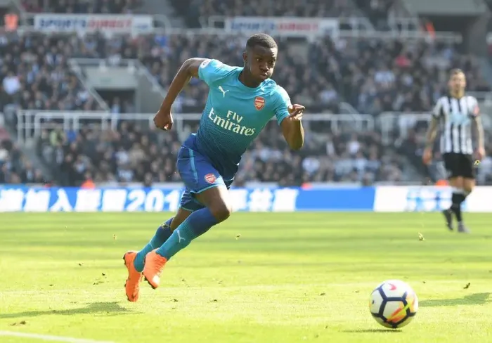 Framed Print : Eddie Nketiah in Action: Arsenal vs. Newcastle United, Premier League 2017-18