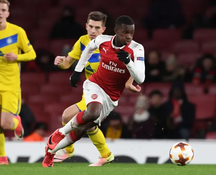 Framed Print : Eddie Nketiah in Action for Arsenal vs BATE Borisov, UEFA Europa League (2017-18)