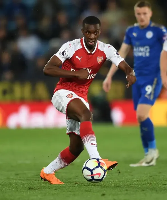 Framed Print : Eddie Nketiah in Action: Leicester City vs. Arsenal, Premier League 2017-18 Framed Print : Eddie Nketiah in Action: Leicester City vs. Arsenal, Premier League 2017-18