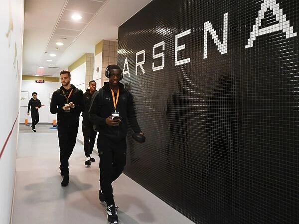 Eddie Nketiah in Arsenal Changing Room before Arsenal v Östersunds FK UEFA Europa League Match